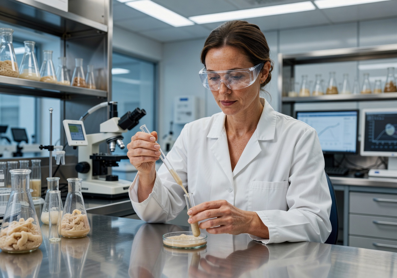 Enifer scientist analyzing mycoprotein samples